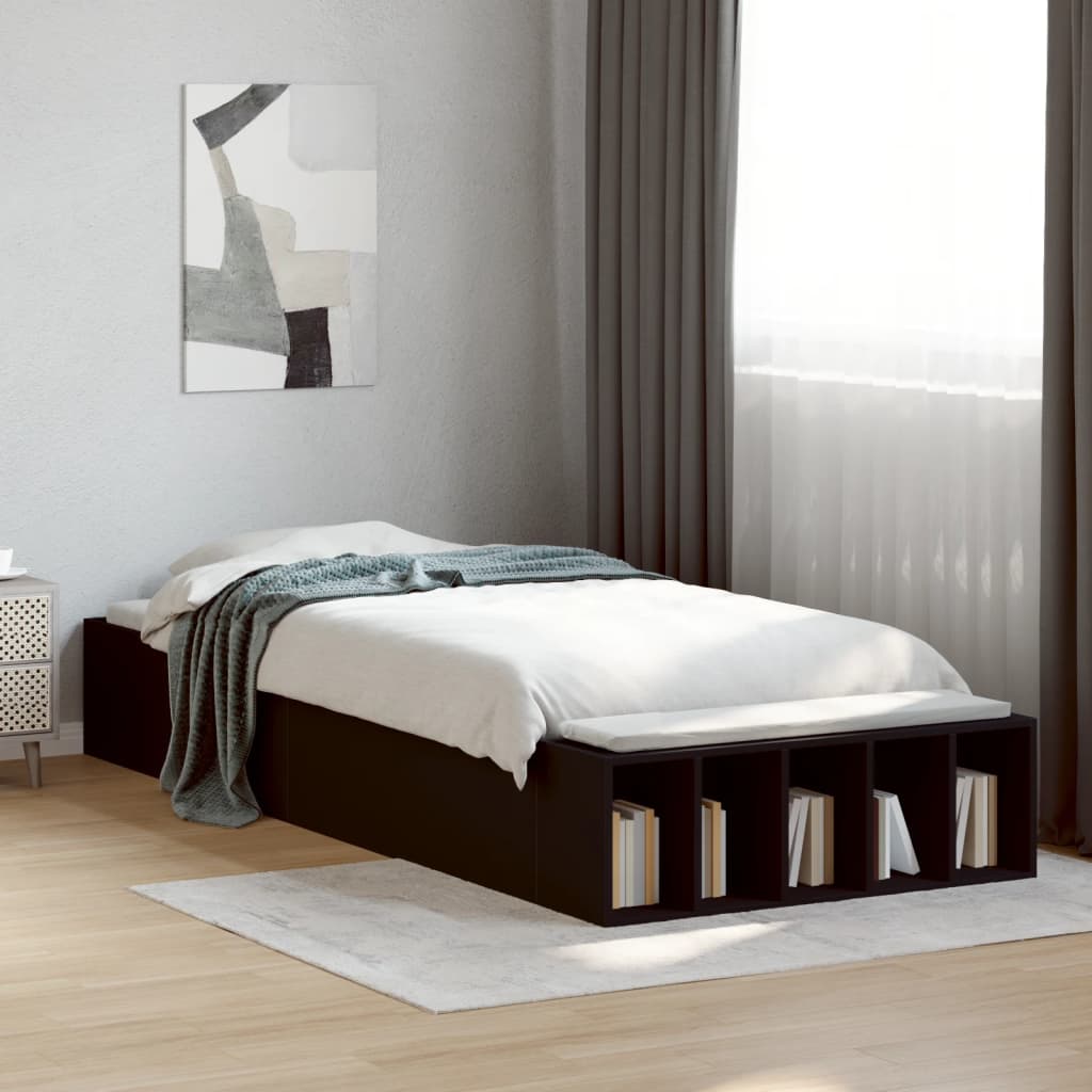 sengeramme 90x190 cm konstrueret træ sort