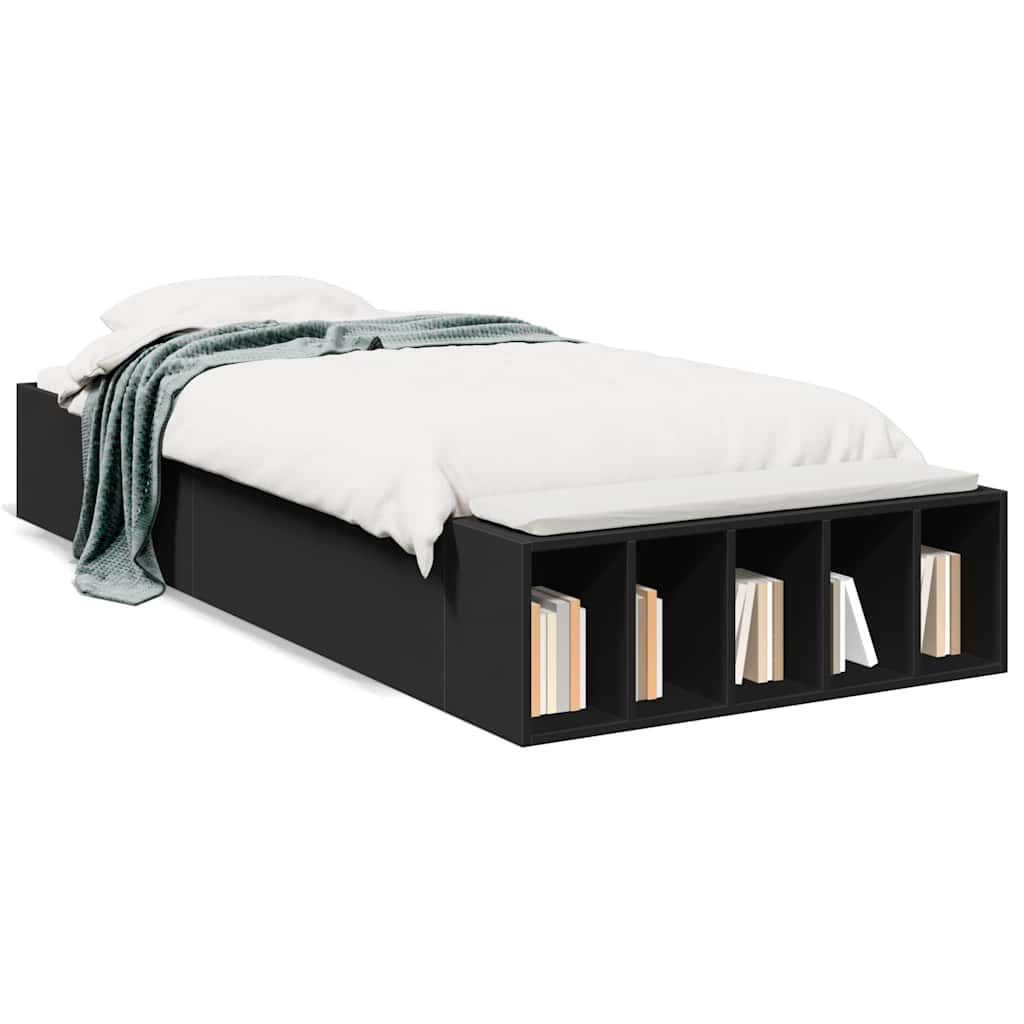 sengeramme 75x190 cm konstrueret træ sort