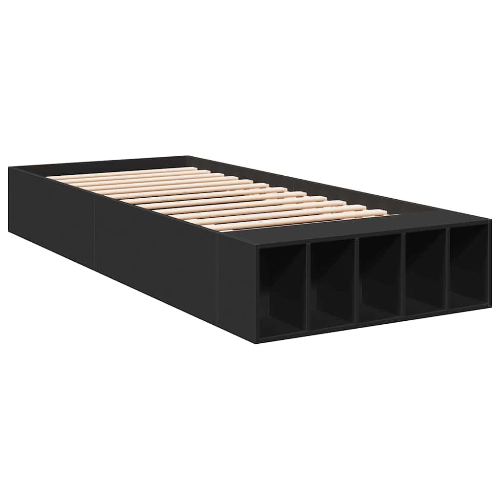 sengeramme 75x190 cm konstrueret træ sort
