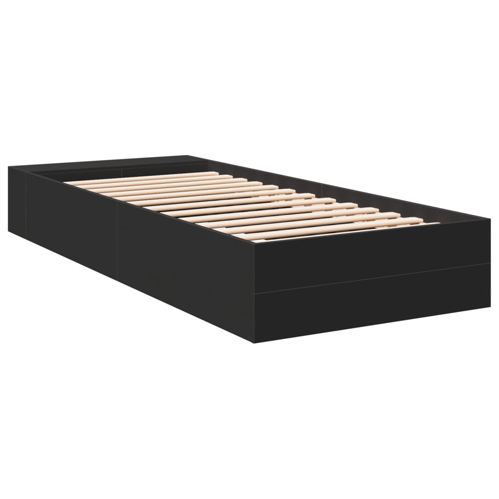 sengeramme 75x190 cm konstrueret træ sort