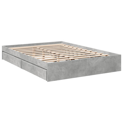 sengeramme med skuffer 150x200 cm konstrueret træ betongrå