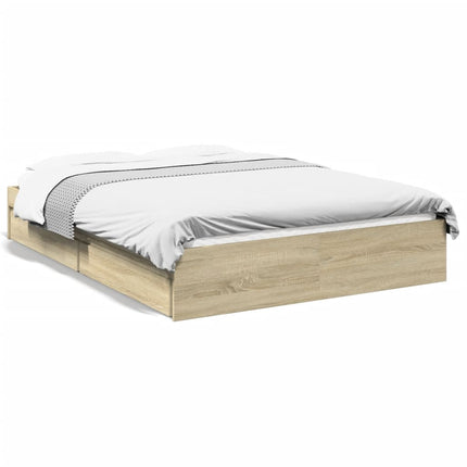 sengeramme med skuffer 140x200 cm konstrueret træ sonoma-eg