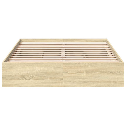sengeramme med skuffer 120x200 cm konstrueret træ sonoma-eg