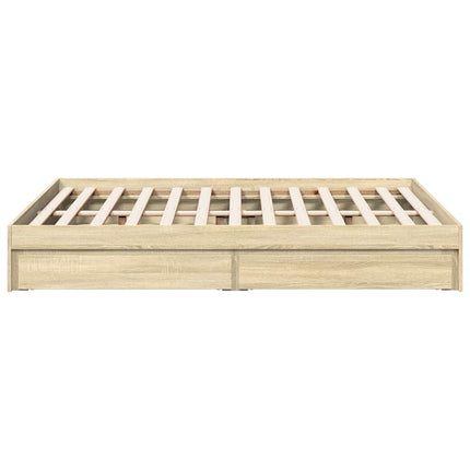 sengeramme med skuffer 120x200 cm konstrueret træ sonoma-eg