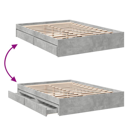 sengeramme med skuffer 120x200 cm konstrueret træ betongrå