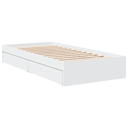 sengeramme med skuffer 100x200 cm konstrueret træ hvid