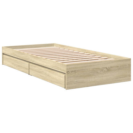 sengeramme med skuffer 90x200 cm konstrueret træ sonoma-eg