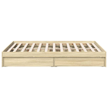 sengeramme med skuffer 140x190 cm konstrueret træ sonoma-eg