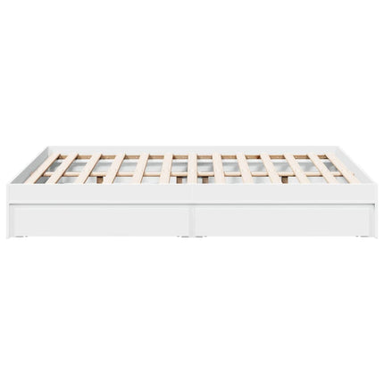 sengeramme med skuffer 135x190 cm konstrueret træ hvid højglans