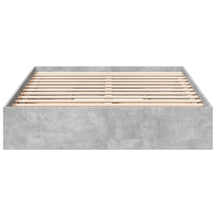 sengeramme med skuffer 135x190 cm konstrueret træ betongrå