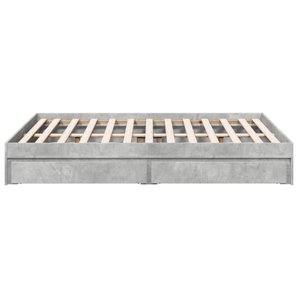 sengeramme med skuffer 135x190 cm konstrueret træ betongrå