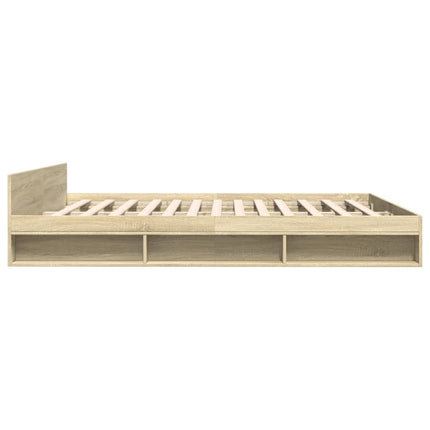 sengeramme med skuffer 200x200 cm konstrueret træ sonoma-eg