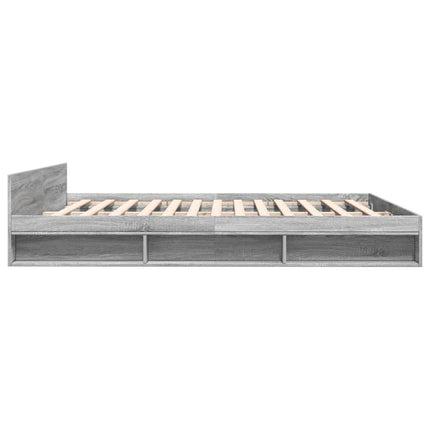sengeramme med skuffer 200x200 cm konstrueret træ grå sonoma-eg
