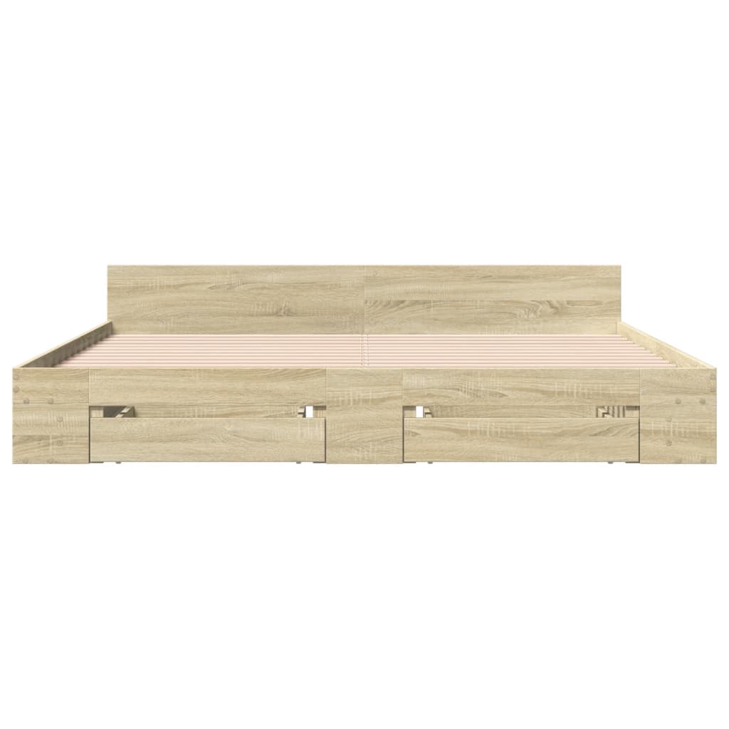 sengeramme med skuffer 180x200 cm konstrueret træ sonoma-eg