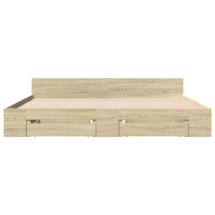 sengeramme med skuffer 180x200 cm konstrueret træ sonoma-eg