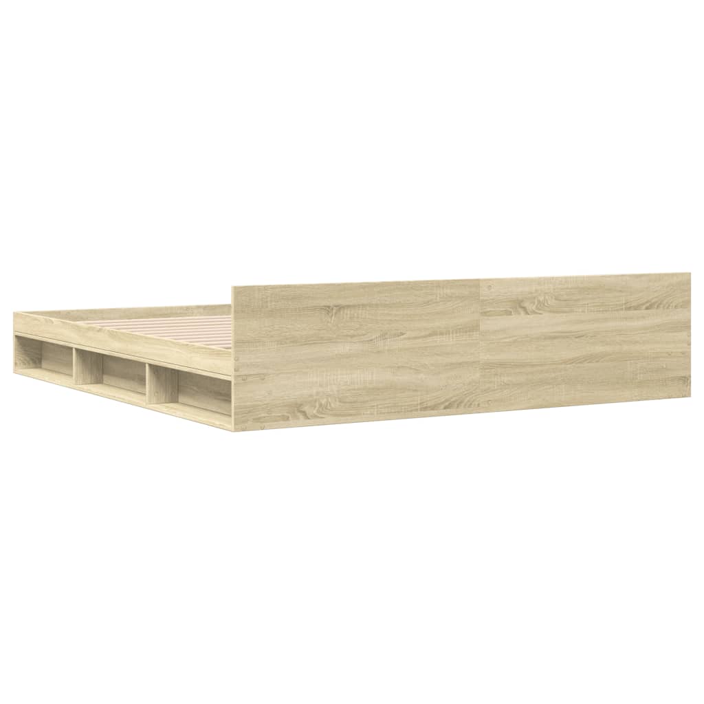 sengeramme med skuffer 180x200 cm konstrueret træ sonoma-eg