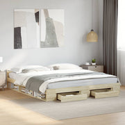 sengeramme med skuffer 180x200 cm konstrueret træ sonoma-eg