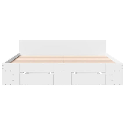 sengeramme med skuffer 140x200 cm konstrueret træ hvid