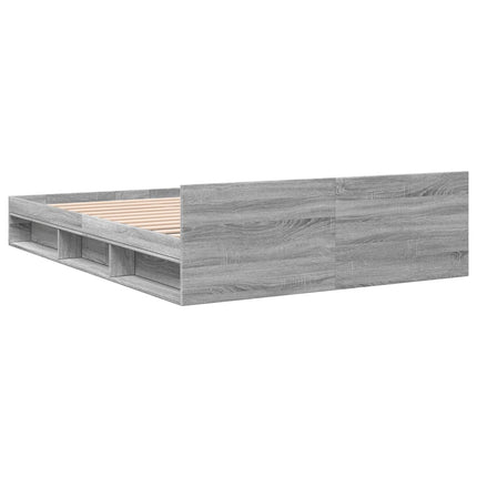 sengeramme med skuffer 140x200 cm konstrueret træ grå sonoma-eg