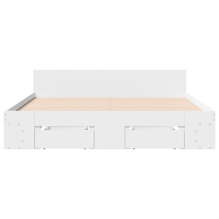 sengeramme med skuffer 120x200 cm konstrueret træ hvid