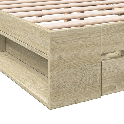 sengeramme med skuffer 120x200 cm konstrueret træ sonoma-eg