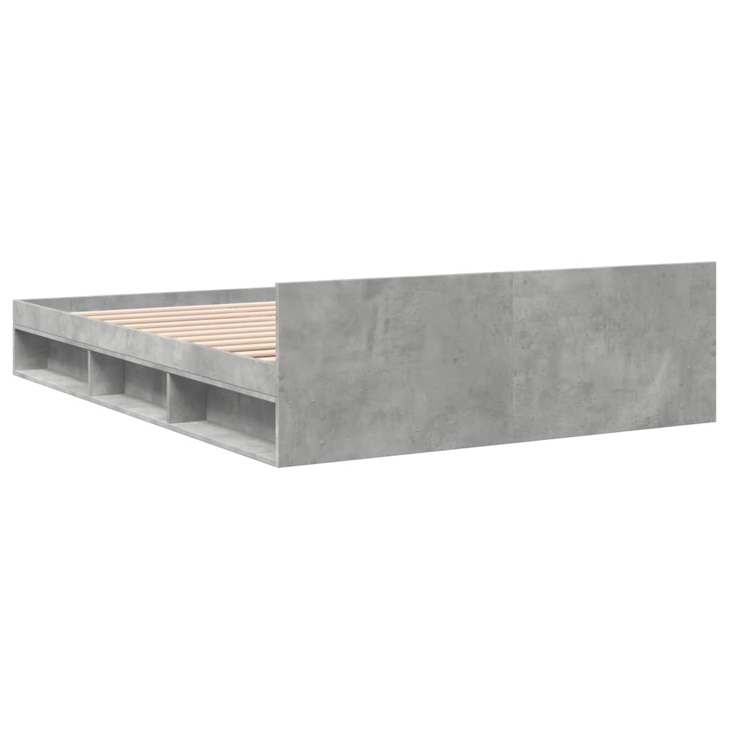 sengeramme med skuffer 120x200 cm konstrueret træ betongrå
