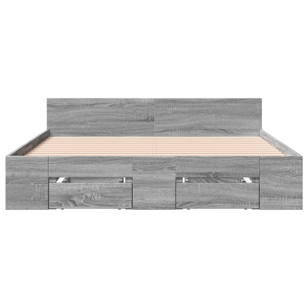 sengeramme med skuffer 120x200 cm konstrueret træ grå sonoma-eg