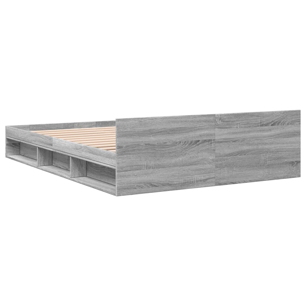 sengeramme med skuffer 120x200 cm konstrueret træ grå sonoma-eg
