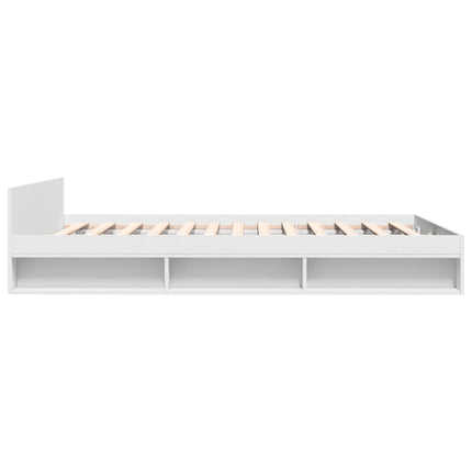 sengeramme med skuffer 135x190 cm konstrueret træ hvid højglans