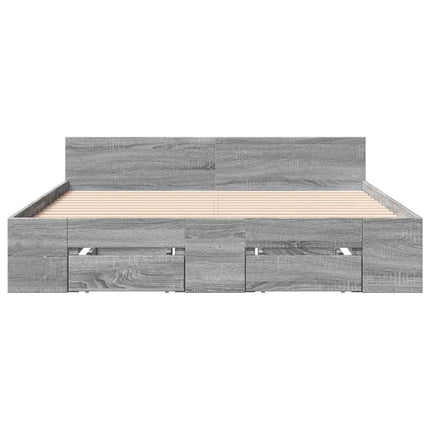 sengeramme med skuffer 120x190 cm konstrueret træ grå sonoma-eg