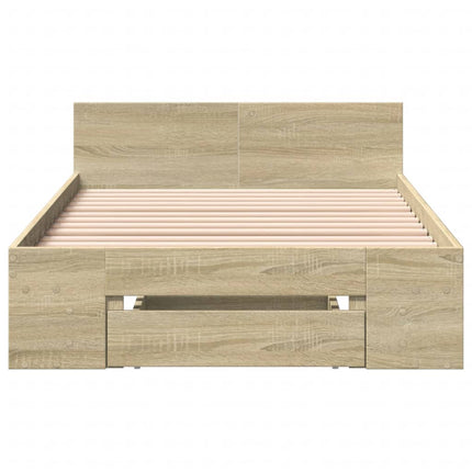 sengeramme med skuffe 100x200 cm konstrueret træ sonoma-eg