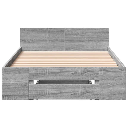 sengeramme med skuffe 100x200 cm konstrueret træ grå sonoma-eg