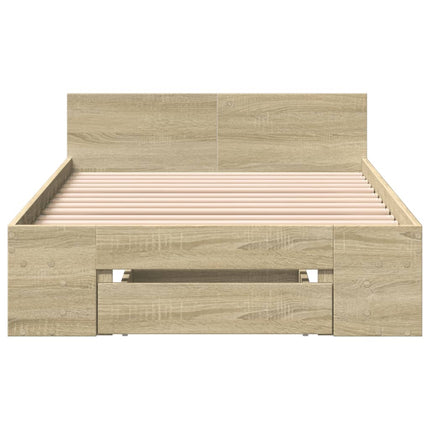 sengeramme med skuffe 90x200 cm konstrueret træ sonoma-eg