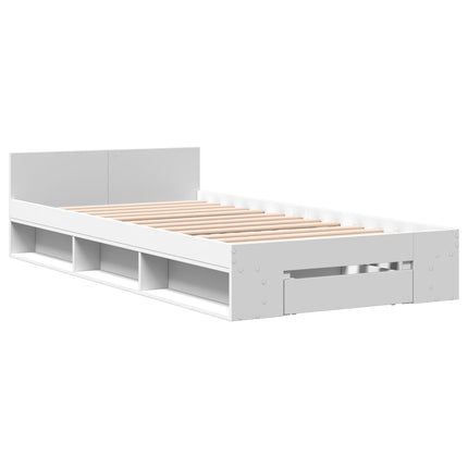 sengeramme med skuffe 75x190 cm konstrueret træ hvid