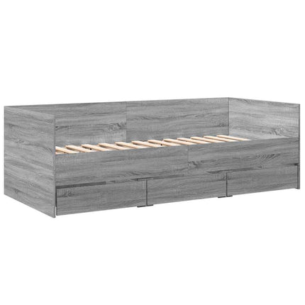 daybed med skuffer uden madras 90x190 cm grå sonoma-eg