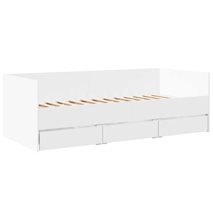 daybed med skuffer uden madras 75x190 cm hvid