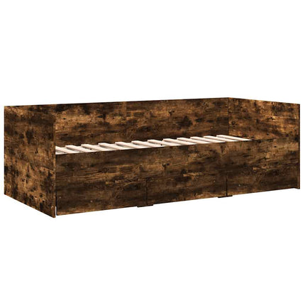 daybed med skuffer uden madras 75x190 cm røget eg