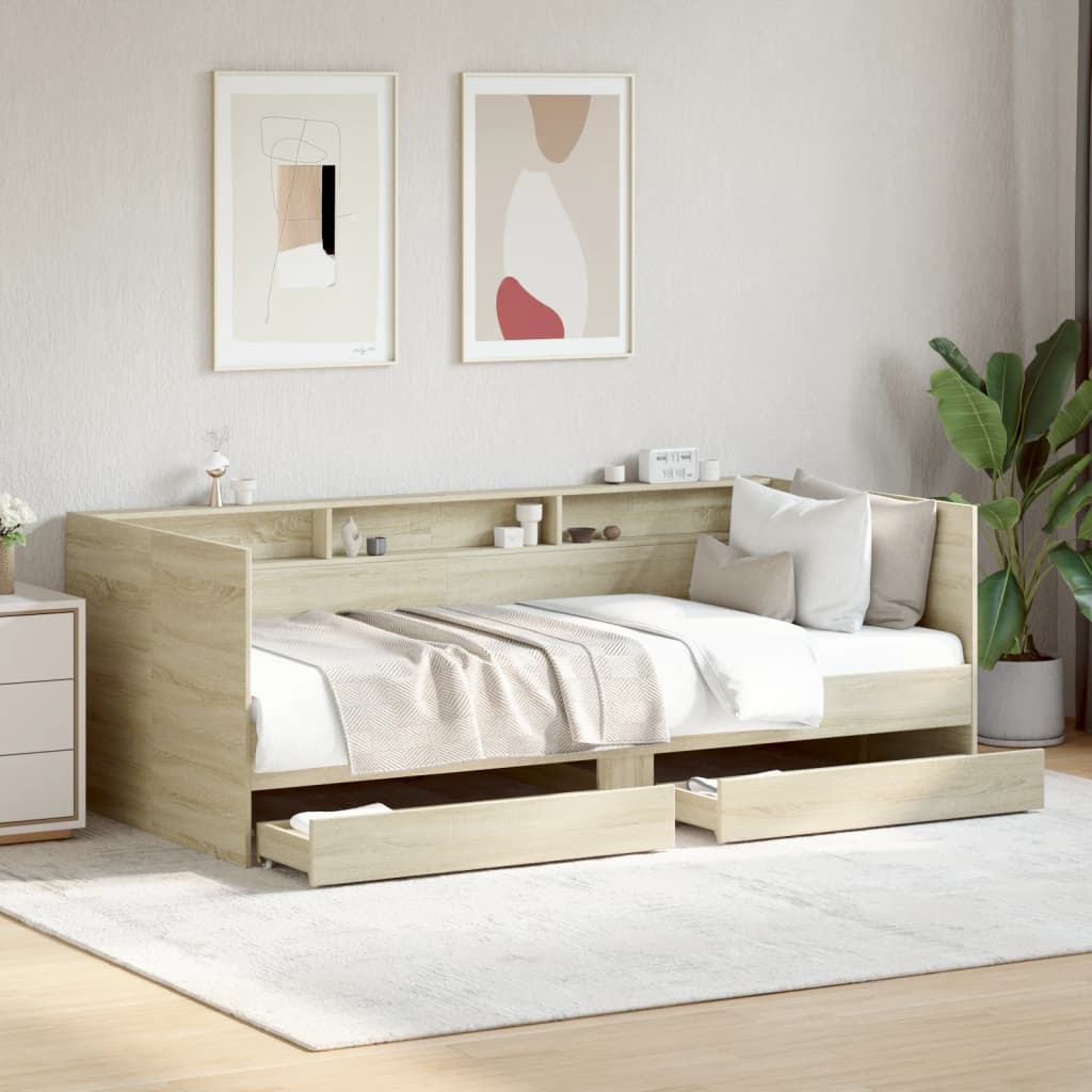 daybed med skuffer uden madras 100x200 cm sonoma-eg billede