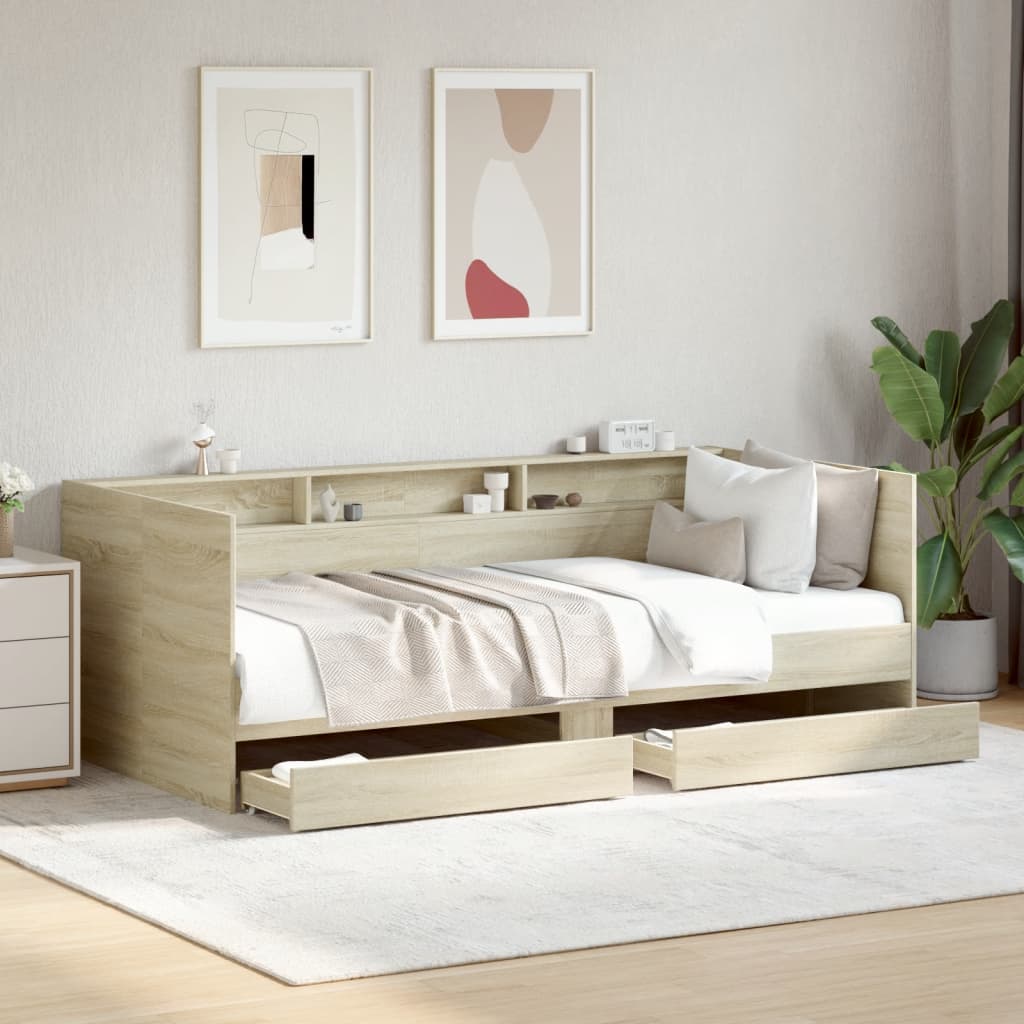 daybed med skuffer uden madras 90x200 cm sonoma-eg billede