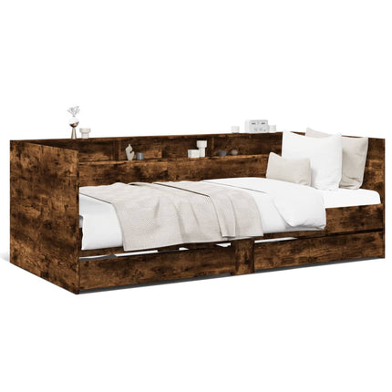 daybed med skuffer uden madras 75x190 cm røget eg