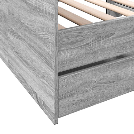 daybed med skuffer uden madras 75x190 cm grå sonoma-eg