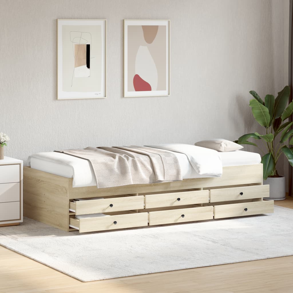 daybed med skuffer uden madras 100x200 cm sonoma-eg billede