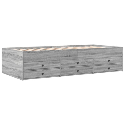 daybed med skuffer uden madras 100x200 cm grå sonoma-eg