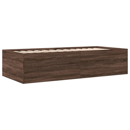 daybed med skuffer uden madras 100x200 cm brunt eg
