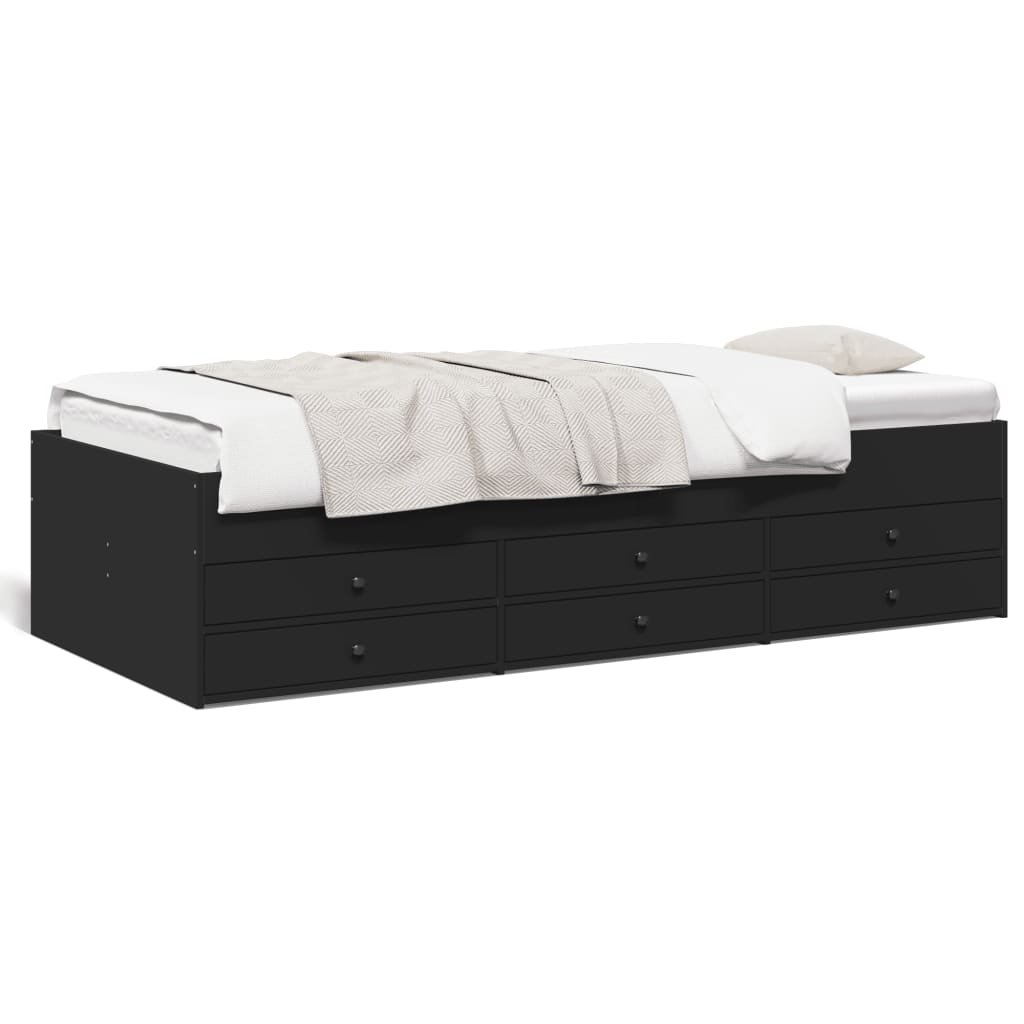 daybed med skuffer uden madras 90x200 cm sort