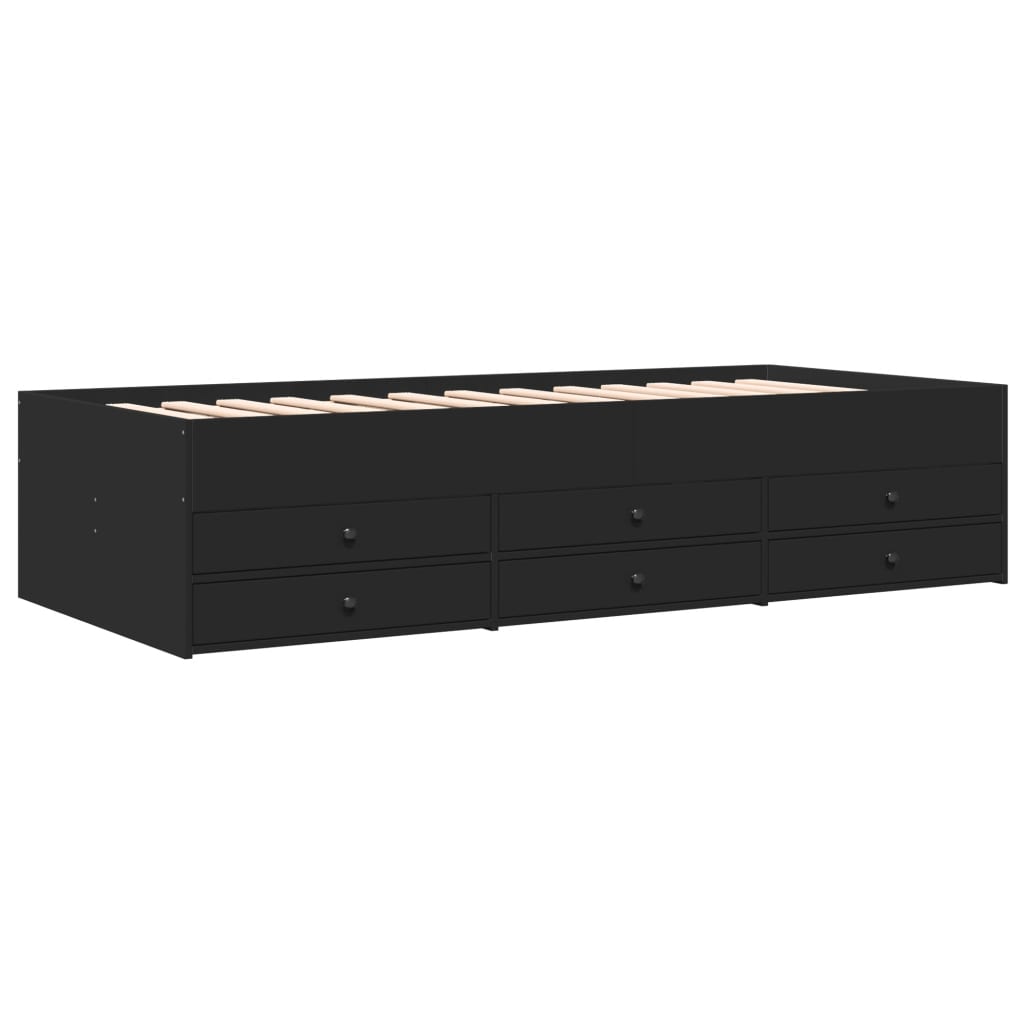 daybed med skuffer uden madras 90x200 cm sort
