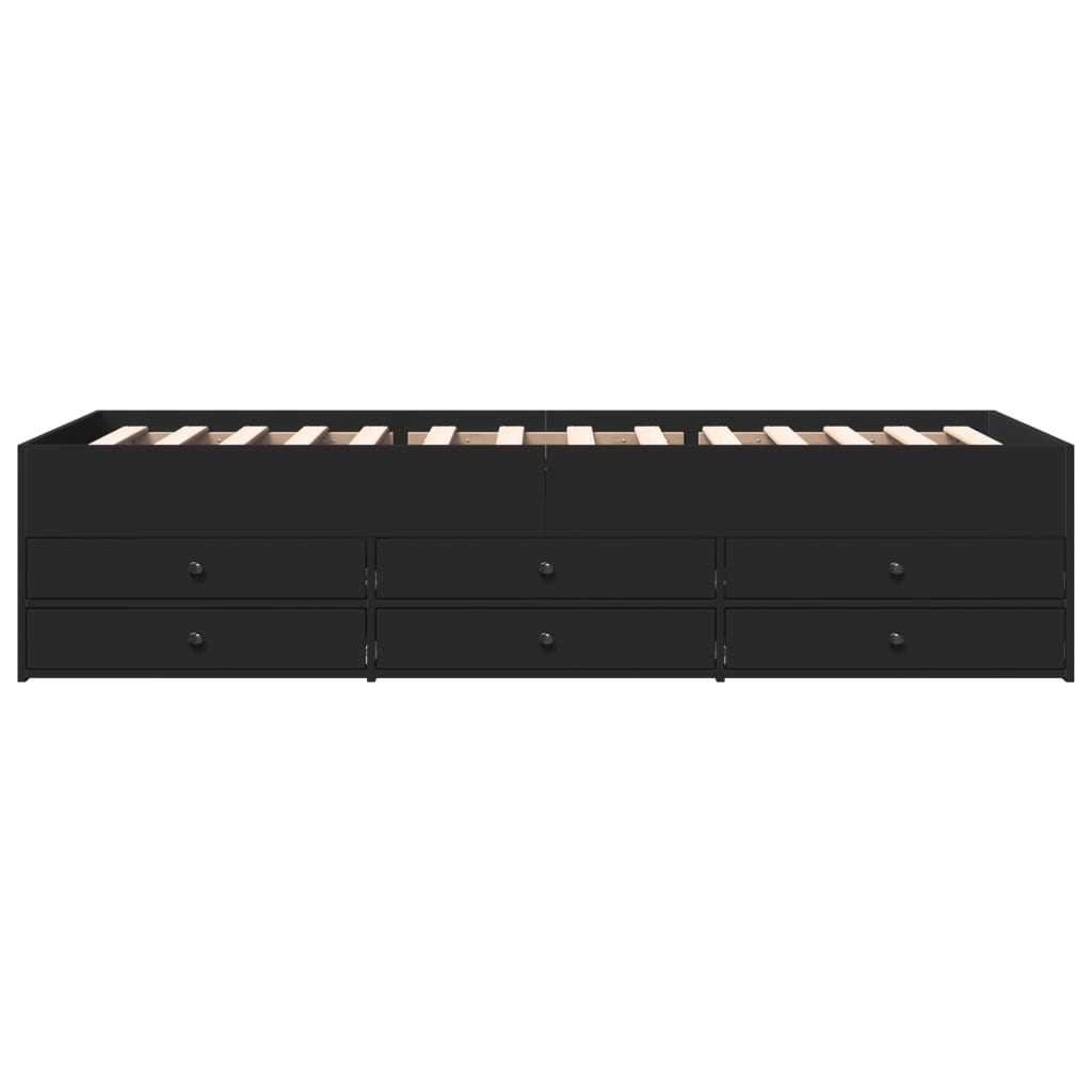 daybed med skuffer uden madras 90x200 cm sort