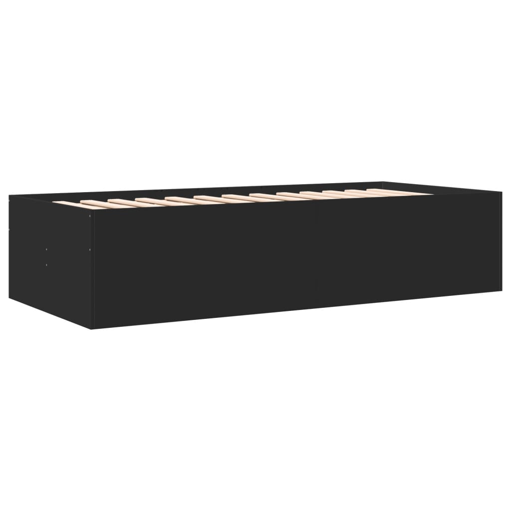 daybed med skuffer uden madras 90x200 cm sort