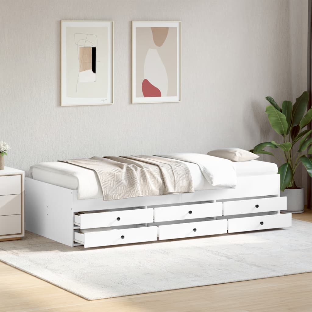 daybed med skuffer uden madras 90x190 cm hvid billede