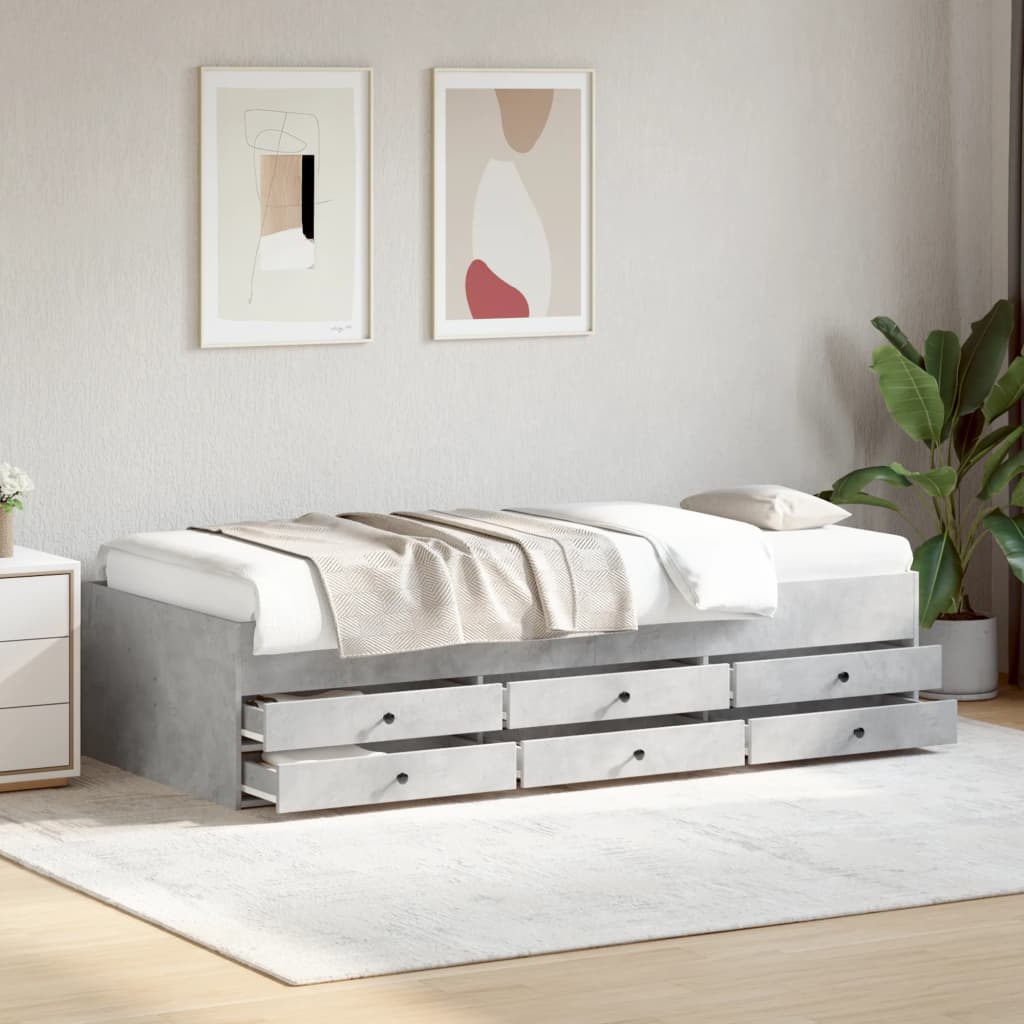 daybed med skuffer uden madras 90x190 cm betongrå billede